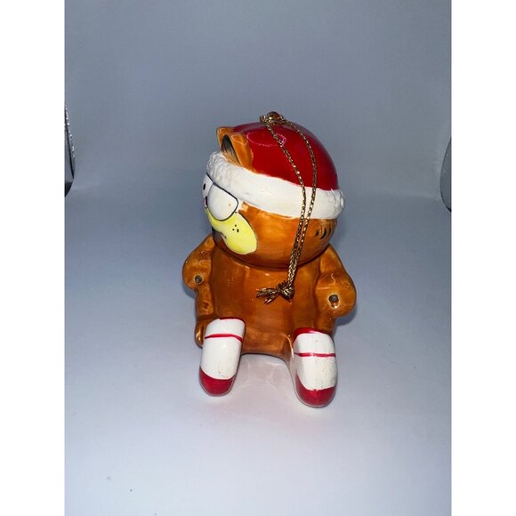 Vintage 1978 Garfield The Cat Skiing Ceramic Christmas Ornament Xmas Decor Cats - Picture 3 of 7